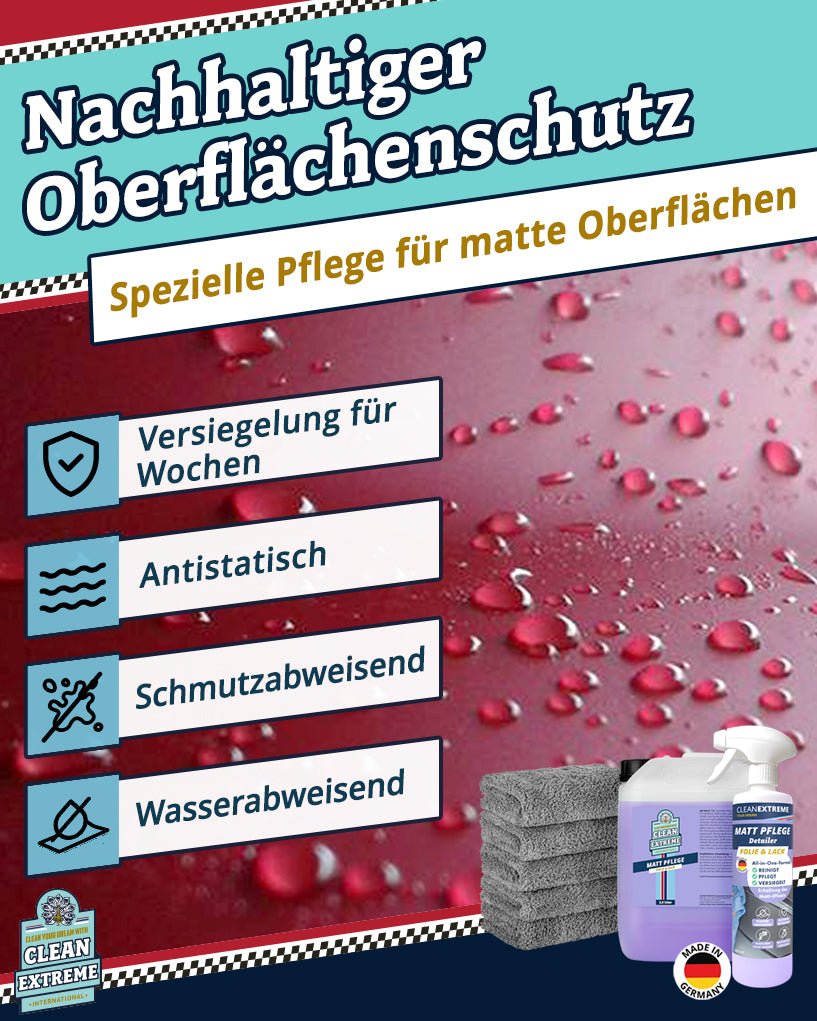 Auto Matt Pflege Folie & Lack mit Versiegelung - Detailer - 2,3 Liter + 500 ml + 5x Poliertuch - CLEANEXTREME