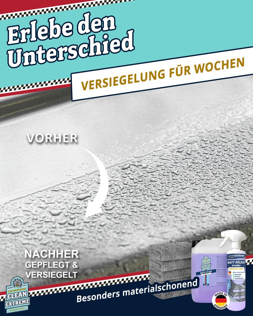 Auto Matt Pflege Folie & Lack mit Versiegelung - Detailer - 2,3 Liter + 500 ml + 5x Poliertuch - CLEANEXTREME