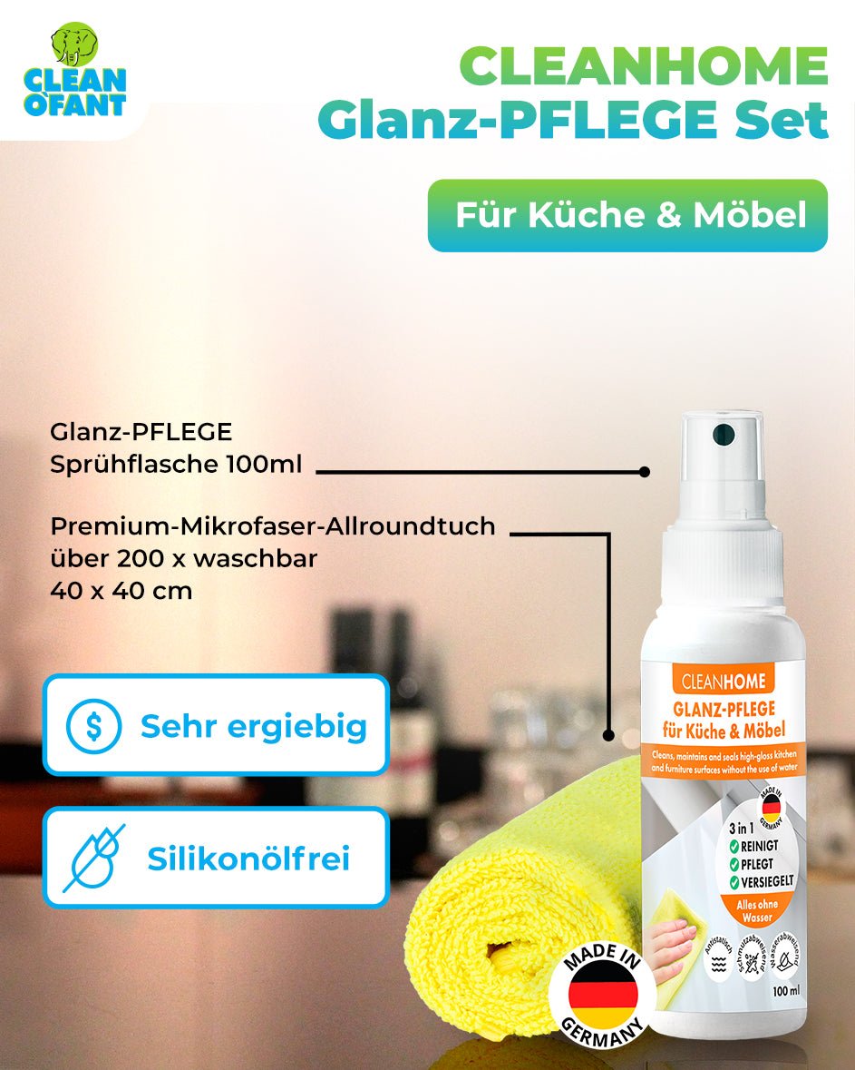 UniQuick SAUBER+PFLEGE - SET für Hochglanzfronten bei Küchen - und Möbel - CLEANEXTREME