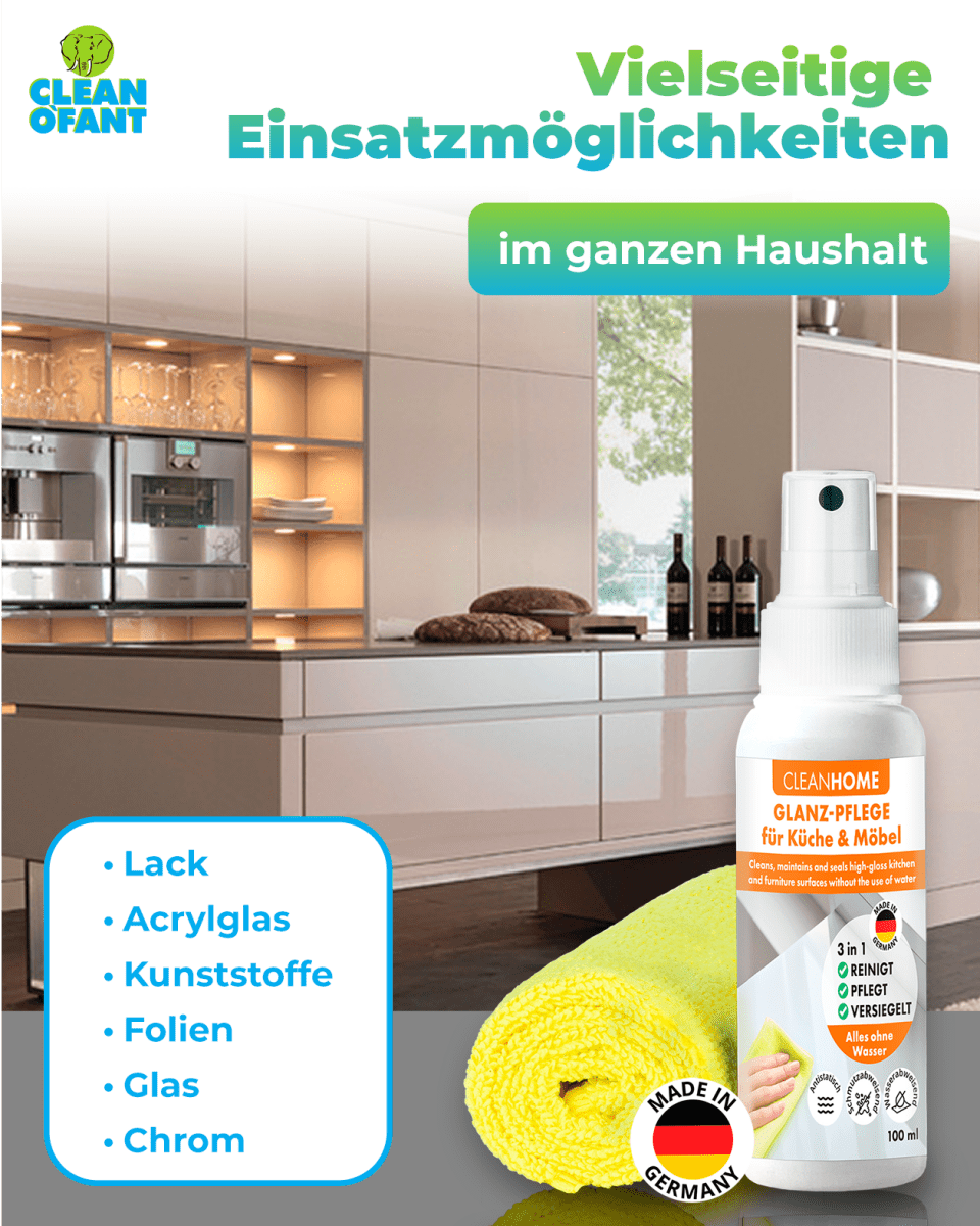 UniQuick SAUBER+PFLEGE - SET für Hochglanzfronten bei Küchen - und Möbel - CLEANEXTREME