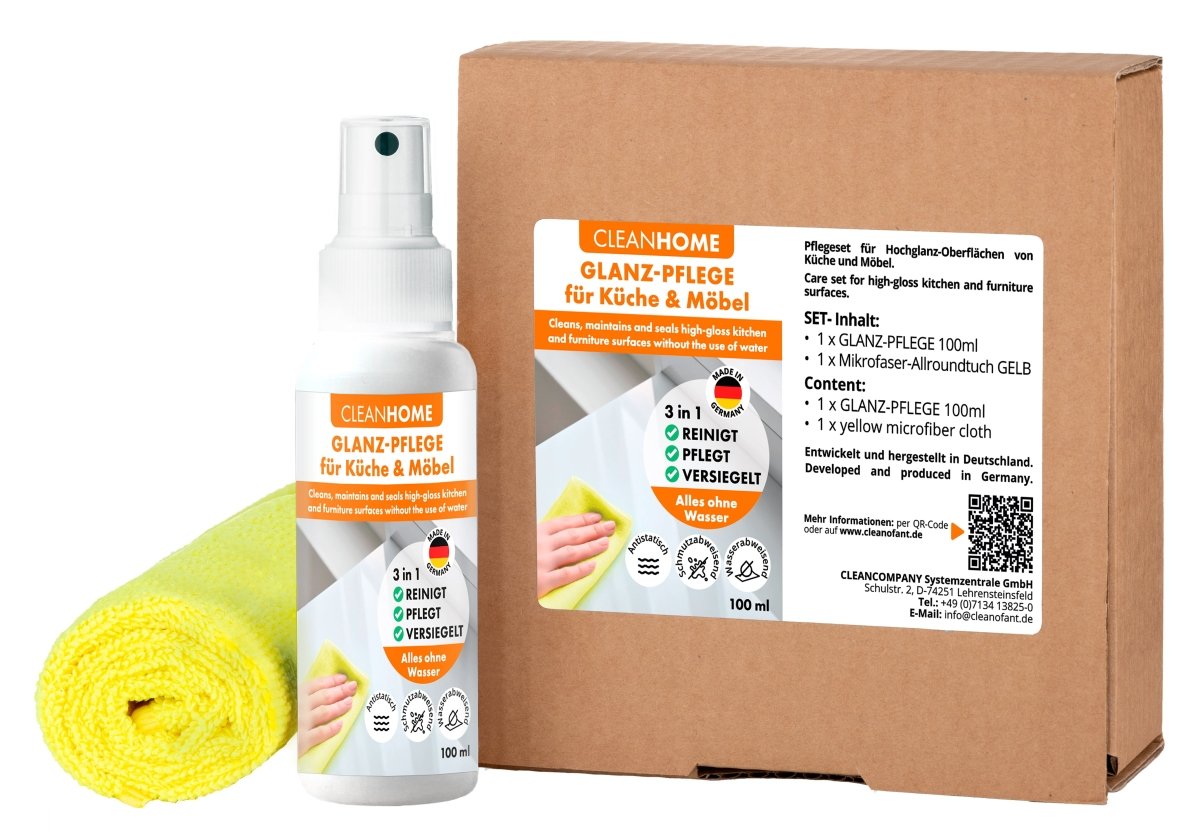 UniQuick SAUBER+PFLEGE - SET für Hochglanzfronten bei Küchen - und Möbel - CLEANEXTREME