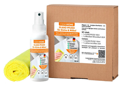 UniQuick SAUBER+PFLEGE - SET für Hochglanzfronten bei Küchen - und Möbel - CLEANEXTREME