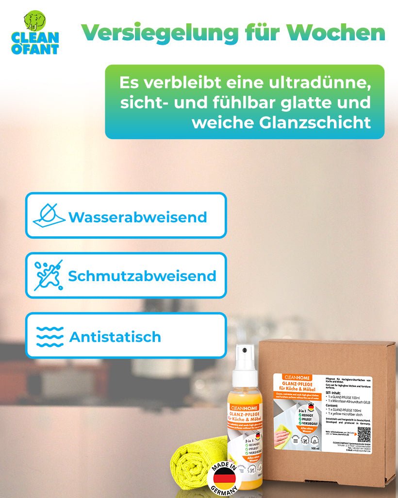 CLEANHOME Glanz - PFLEGE Set für Küche & Möbel - CLEANEXTREME