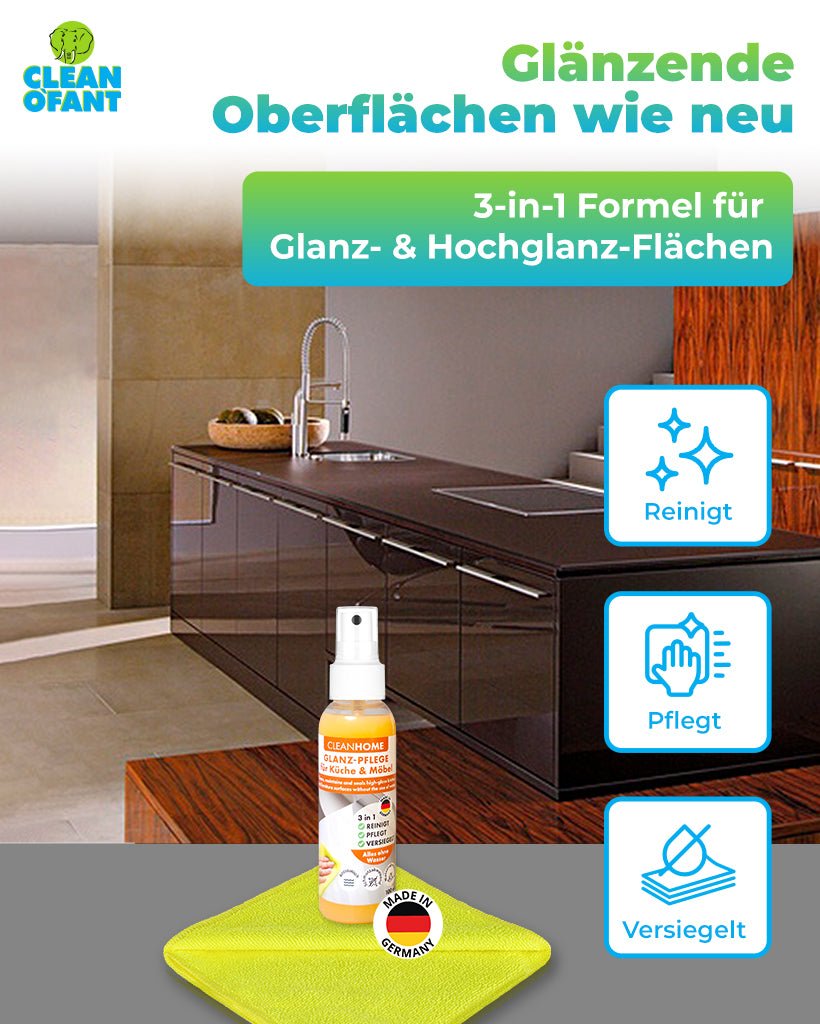 CLEANHOME Glanz - PFLEGE Set für Küche & Möbel - CLEANEXTREME