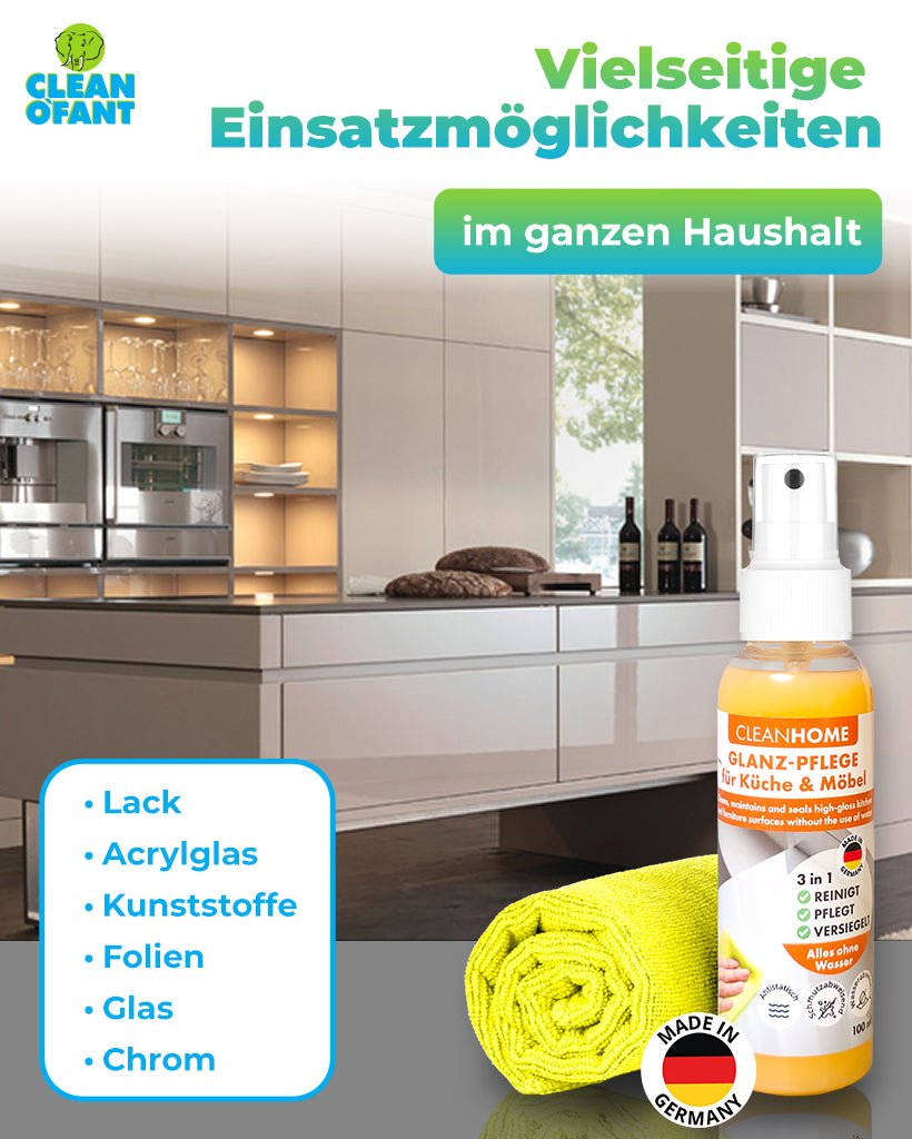 CLEANHOME Glanz - PFLEGE Set für Küche & Möbel - CLEANEXTREME