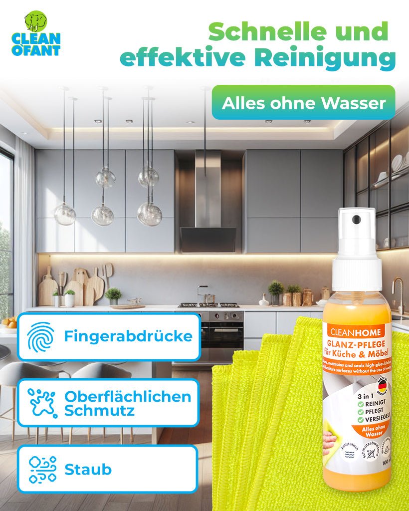 CLEANHOME Glanz - PFLEGE Set für Küche & Möbel - CLEANEXTREME