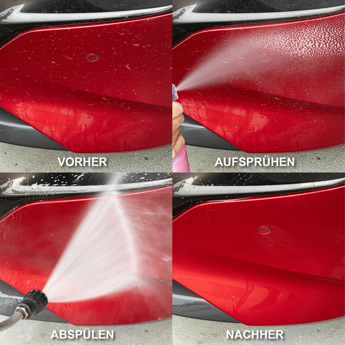 Autoshampoo 4 - in - 1: Shampoo - Insekten - Felgen - Öl - 2,3 Liter löst einfach & effektiv stärkere Verschmutzungen von Lack, Autofolie, Felgen, Glas, Edelstahl, Aluminium, Kunststoff von Straßen - und Umwelt - Schmutz, Insekten, Felgenstaub, Öl, Fett, Salz uvm. - CLEANEXTREME