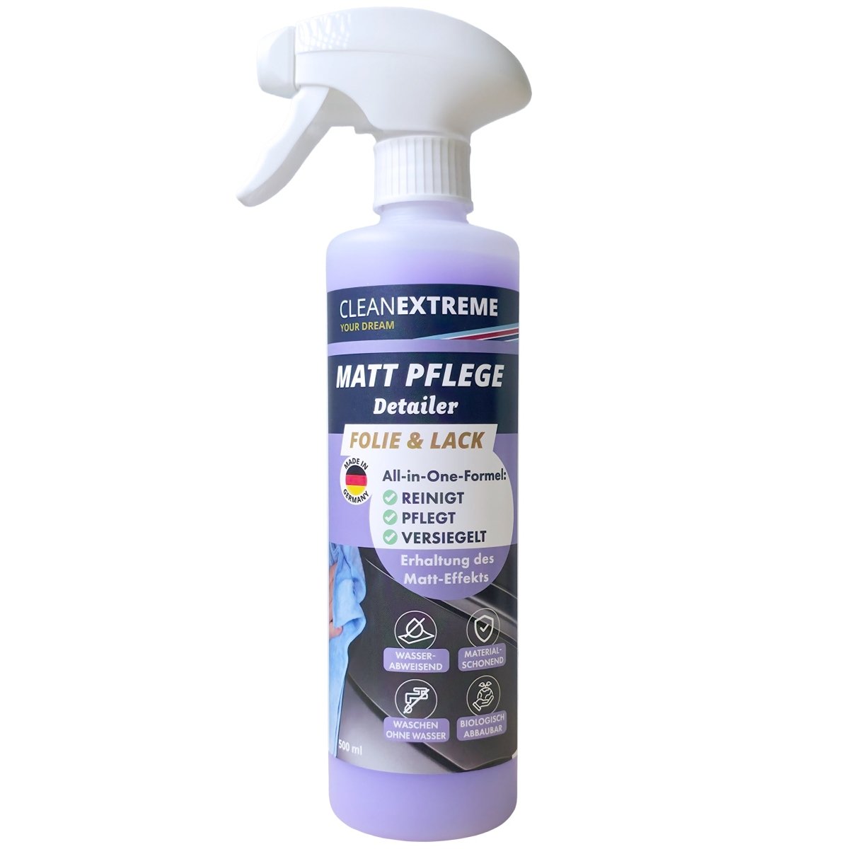 Auto Matt Pflege Folie & Lack mit Versiegelung 500 ml + Poliertuch - CLEANEXTREME