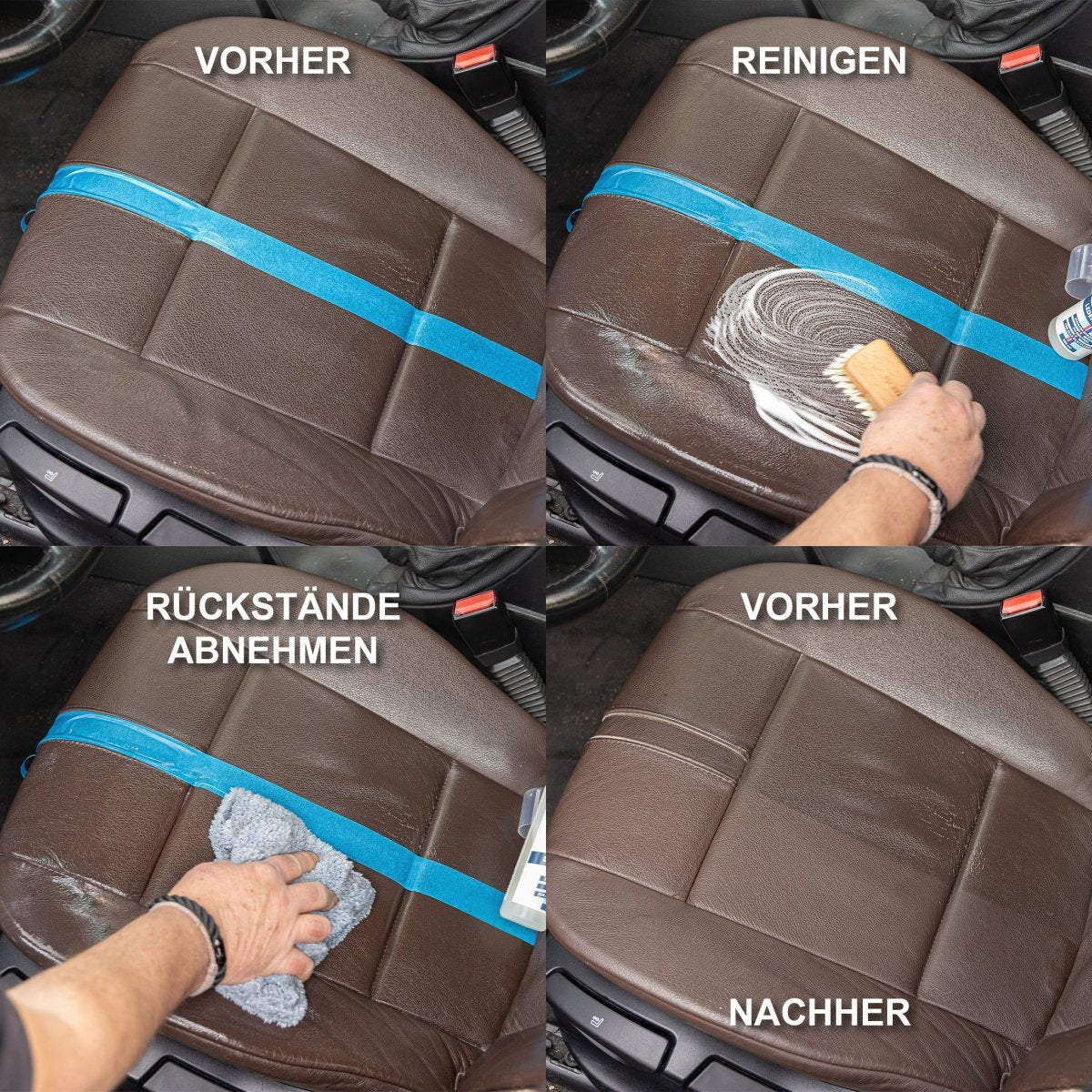 Leder Reiniger + Pflege + Bürste + Tuch Set - CLEANEXTREME