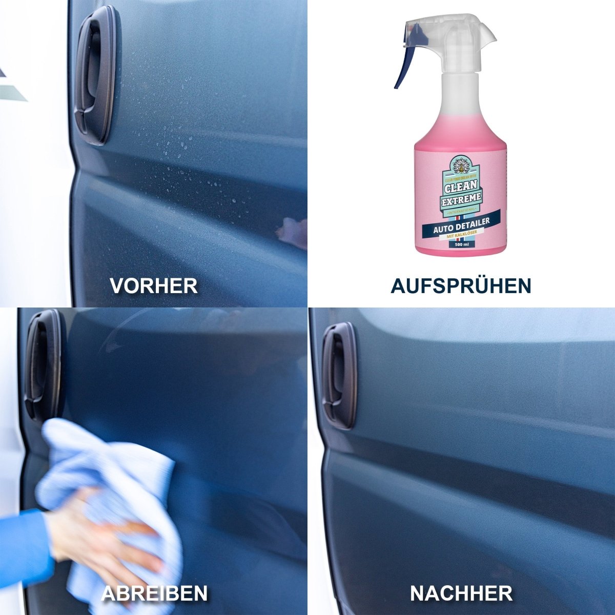 Auto - Set Detailer mit Kalklöser (Lackpflege) + Mikrofaser - Poliertuch - CLEANEXTREME