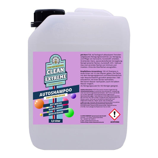 Autoshampoo Konzentrat BUBBLEGUM mit Wachs 2,3 Liter - CLEANEXTREME