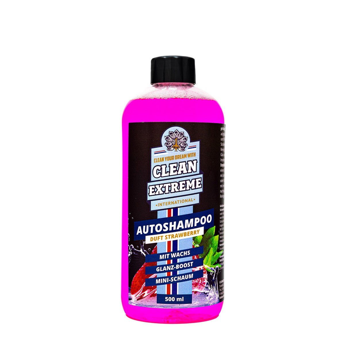 Autoshampoo Konzentrat STRAWBERRY mit Wachs 0,5 Liter - CLEANEXTREME