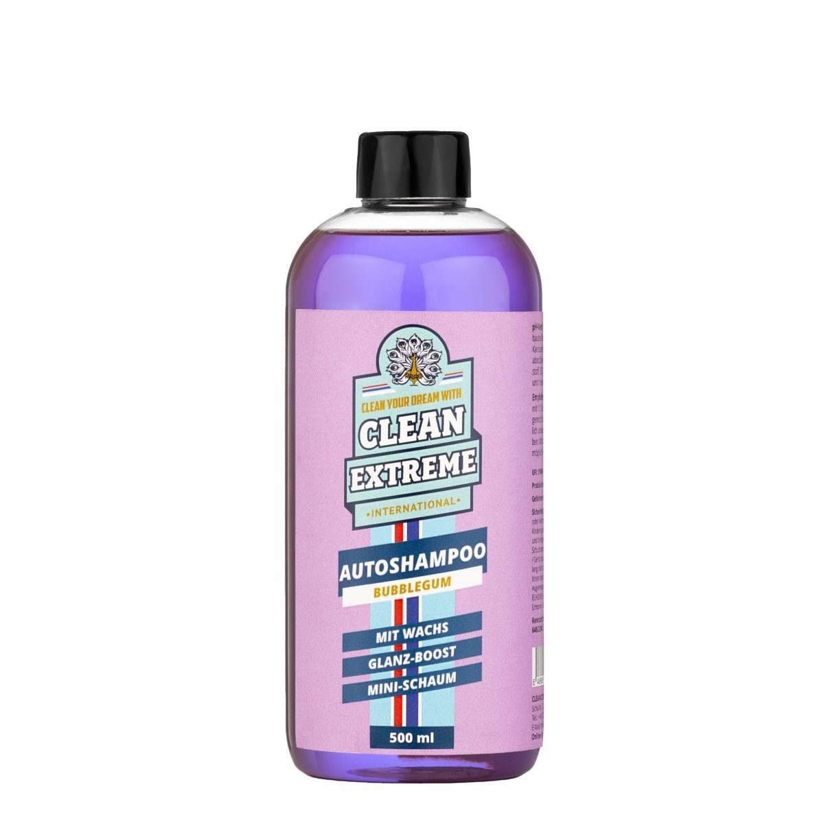 Autoshampoo Konzentrat BUBBLEGUM mit Wachs 0,5 Liter - CLEANEXTREME