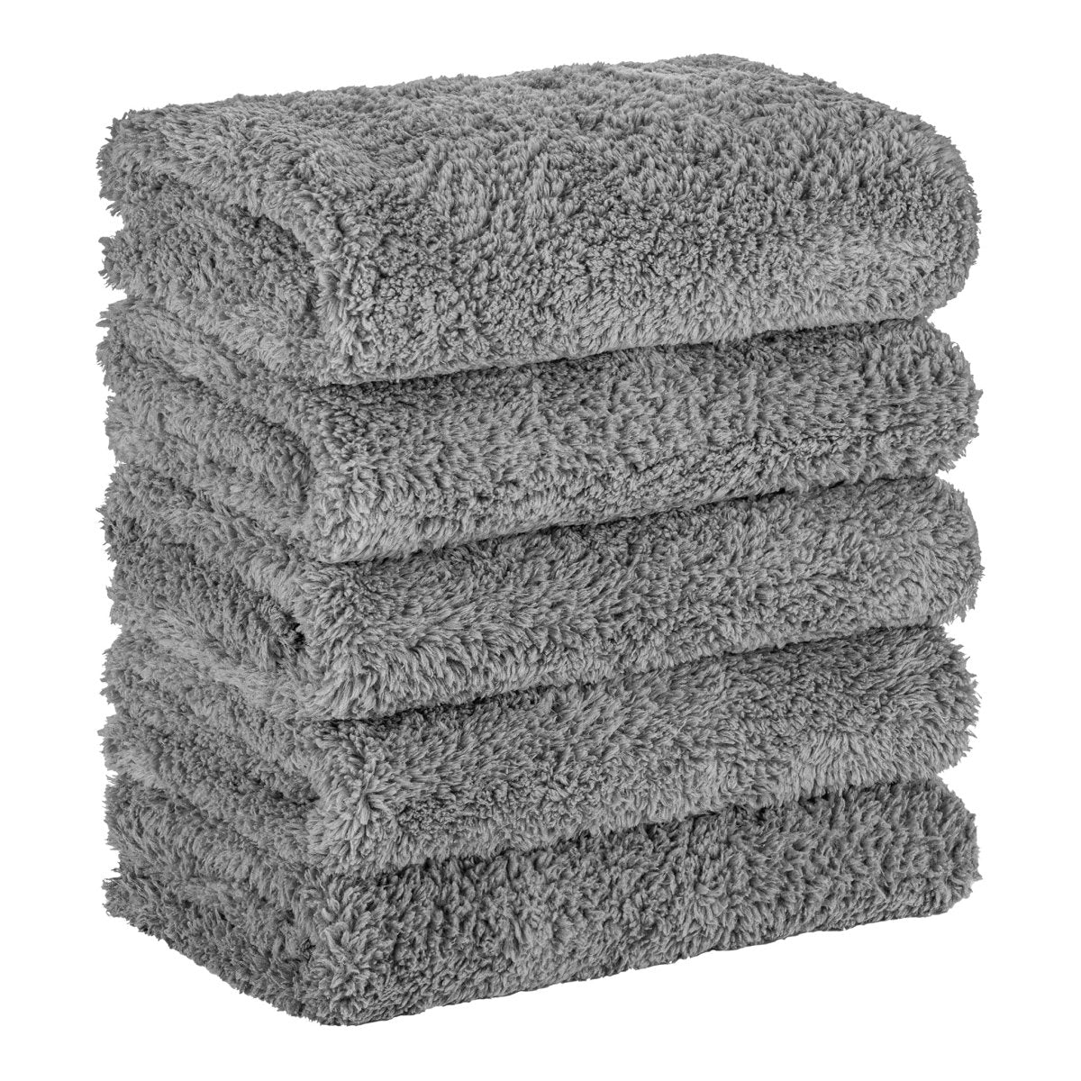 MICRO Poliertuch GRAU FLUFFY - Randlos - 500GSM - 5 Stück - CLEANEXTREME