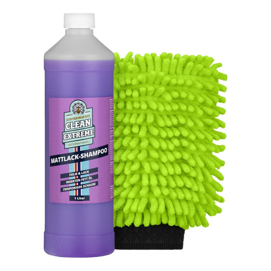 Mattlack Set Auto-Shampoo Folie & Lack - 1 Liter + MICRO Auto-Waschhandschuh DUO Set - CLEANEXTREME